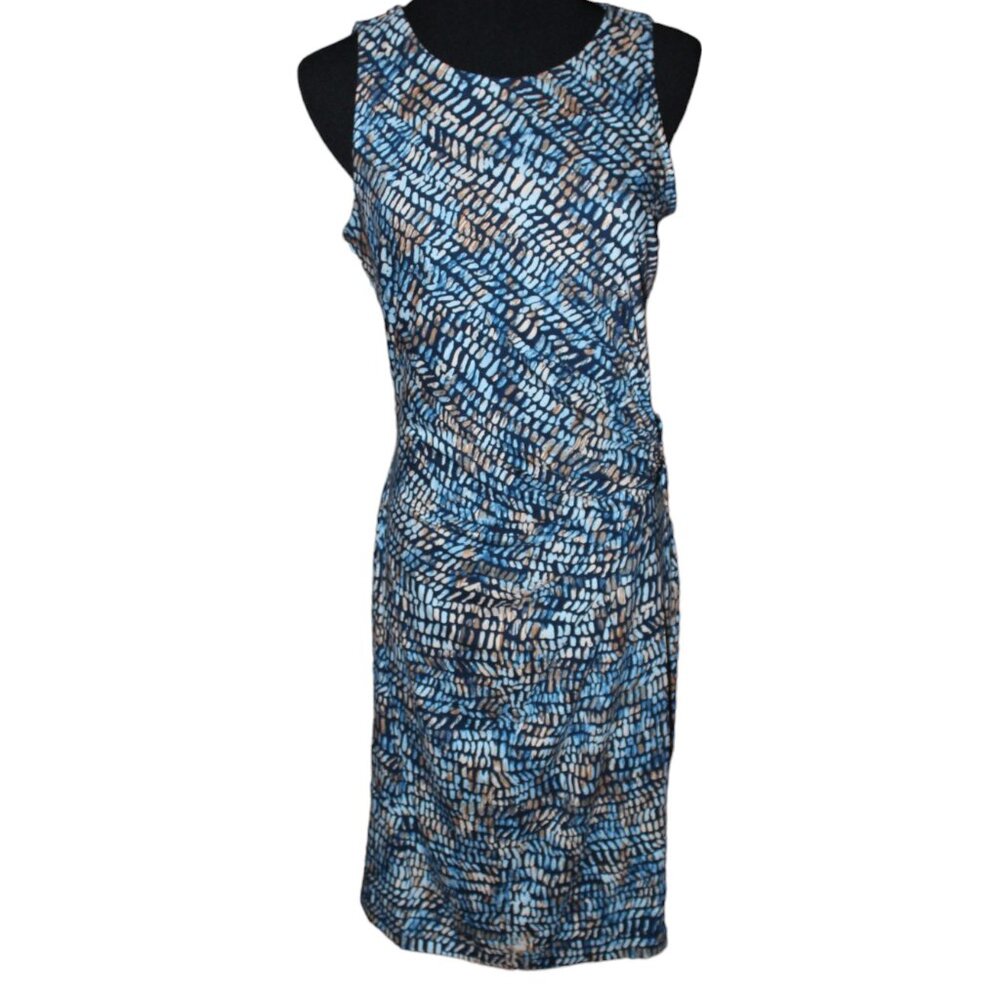 NIC+ZOE Raindrops Waterdrops Twisted Ruched Lined Dress S Small New
